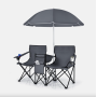 Комплект розкладних стільців Costway Parma з парасолькою сірий