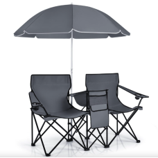 Комплект розкладних стільців Costway Parma з парасолькою сірий