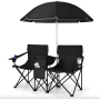 Комплект розкладних стільців Costway Parma з парасолькою чорний #OP70621DK