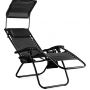 Шезлонг лежак Outtec Zero Graviti Sun розкладний з дашком чорний
