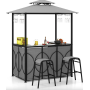 Альтанка Costway Naro з грилем і 2 барними стільцями сірий