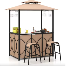 Альтанка Costway Naro з грилем і 2 барними стільцями бежевий