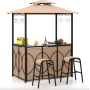 Альтанка Costway Naro з грилем і 2 барними стільцями бежевий