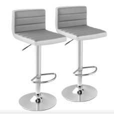 Барний стілець Costway Alisa 2 штуки екошкіра сірий #JV11211GR