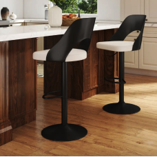 Барний стілець Costway Navare 2 штуки екошкіра чорно-білий #JV12737HB-2