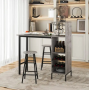 Барний стіл з стільцями Costway Bistro з тримачем винних келихів сірий