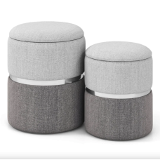 Пуф Costway Rosana велюровый комплект 2 штуки сірий #JV11309GW