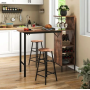 Барний стіл з стільцями Costway Bistro з тримачем винних келихів темно-коричневий