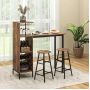 Барний стіл з стільцями Costway Bistro з тримачем винних келихів темно-коричневий