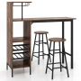Барний стіл з стільцями Costway Bistro з тримачем винних келихів темно-коричневий