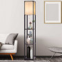 Стелаж-торшер Costway Lumina Classic Shade 160 з тканинним абажуром на 3 полиці лофт, чорний