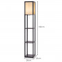 Стелаж-торшер Costway Lumina Classic Shade 160 з тканинним абажуром на 3 полиці лофт, чорний