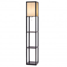 Стелаж-торшер Costway Lumina Classic Shade 160 з тканинним абажуром на 3 полиці лофт, чорний