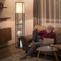 Стелаж-торшер Costway Lumina Classic Shade 160 з тканинним абажуром на 3 полиці лофт, чорний