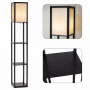 Стелаж-торшер Costway Lumina Classic Shade 160 з тканинним абажуром на 3 полиці лофт, чорний