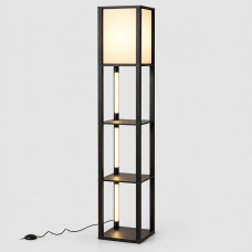 Стелаж-торшер Costway Lumina Duo-Light Pro з комбінованою LED підсвіткою та абажуром на 3 полиці лоф
