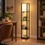 Стелаж-торшер Costway Lumina Duo-Light Pro з комбінованою LED підсвіткою та абажуром на 3 полиці лоф