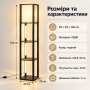 Стелаж-торшер Costway Lumina Duo-Light Pro з комбінованою LED підсвіткою та абажуром на 3 полиці лоф