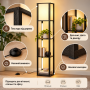 Стелаж-торшер Costway Lumina Duo-Light Pro з комбінованою LED підсвіткою та абажуром на 3 полиці лоф