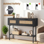 Стіл-консоль Costway Stockholm Rattan з полицею у передпокій лофт чорний