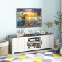 Тумба під телевізор Costway Farmhouse TV Console 65 з дверцятами та відкритими полицями білий