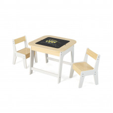 Комплект дитячих меблів Costway Kids Set 2-in-1 Desk стіл та 2 стільці з двосторонньою стільницею-до