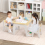 Комплект дитячих меблів Costway Kids Set 2-in-1 Desk стіл та 2 стільці з двосторонньою стільницею-до