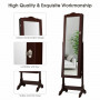 Дзеркало шафа підлогова Costway Antique для біжутерії коричневий