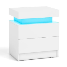 Тумба приліжкова Costway GlowNight з LED підсвіткою та 2 шухлядами білий
