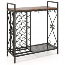 Винна шафа-консоль Costway Vintage Wine Table підлогова з дерев'яною стільницею та полицями лофт, ко
