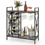 Винна шафа-консоль Costway Vintage Wine Table підлогова з дерев'яною стільницею та полицями лофт, ко