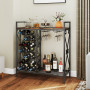 Винна шафа-консоль Costway Vintage Wine Table підлогова з дерев'яною стільницею та полицями лофт, ко