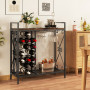 Винна шафа-консоль Costway Vintage Wine Table підлогова з дерев'яною стільницею та полицями лофт, ко