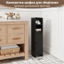 Пенал-шафа для ванни Costway SlimBath Cabinet підлогова з полицями та дверцятами чорний