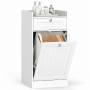 Тумба для ванної Costway Tilt-Out Laundry Cabinet з відкидним кошиком для білизни та шухлядою білий