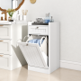 Тумба для ванної Costway Tilt-Out Laundry Cabinet з відкидним кошиком для білизни та шухлядою білий