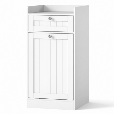 Тумба для ванної Costway Tilt-Out Laundry Cabinet з відкидним кошиком для білизни та шухлядою білий