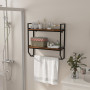Полиця навісна Costway Loft Wall Shelf для ванної з тримачем для рушників лофт коричневий