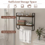 Полиця навісна Costway Loft Wall Shelf для ванної з тримачем для рушників лофт коричневий