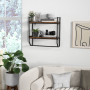 Полиця навісна Costway Loft Wall Shelf для ванної з тримачем для рушників лофт коричневий
