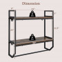 Полиця навісна Costway Loft Wall Shelf для ванної з тримачем для рушників лофт коричневий