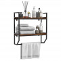Полиця навісна Costway Loft Wall Shelf для ванної з тримачем для рушників лофт коричневий