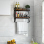 Полиця навісна Costway Loft Wall Shelf для ванної з тримачем для рушників лофт коричневий