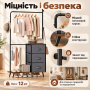 Підлогова вішалка для одягу Costway з комодом лофт на 3 шухляди сірий