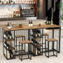 Комплект меблів Costway Brooklyn Counter 3-in-1 барний стіл із полицями та 2 стільцями лофт коричневий