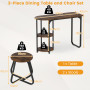 Комплект меблів Costway Boston Bistro Set стіл із полицями та 2 табурети лофт коричневий