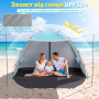 Пляжний намет-тент Pop-Up Costway саморозкладний від сонця 3-4 місний блакитний