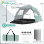 Пляжний намет-тент Pop-Up Costway саморозкладний від сонця 3-4 місний зелений