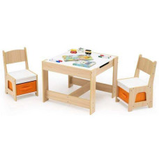 Комплект дитячих меблів Costway Kids Play 3-in-1 Desk стіл та 2 стільці з двосторонньою стільницею-д