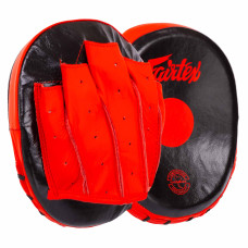 Мини-лапа боксерская изогнутая тренировочная кожа 2штуки FAIRTEX BO-9483 (крепление на липучке, р-р 20x17x4.5см, цвета в ассортименте)